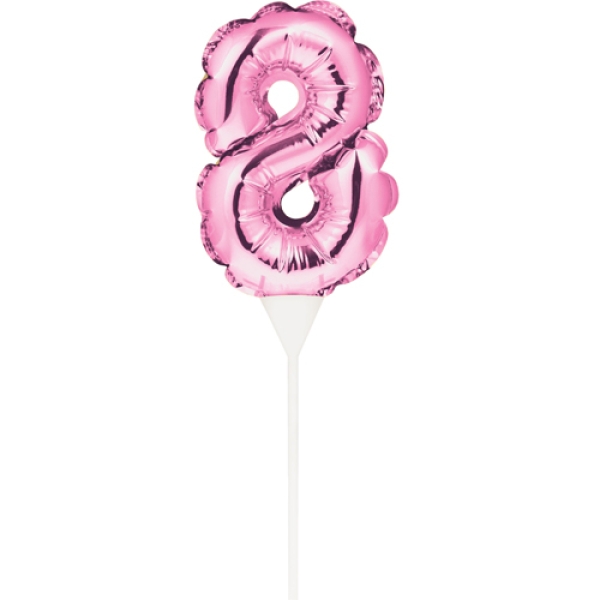 Ballon-Topper "Zahl 8", Pink, 13 cm