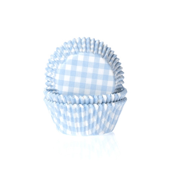 Mini-Muffinförmchen, blau, karo, 60 Stck, 3,2 cm