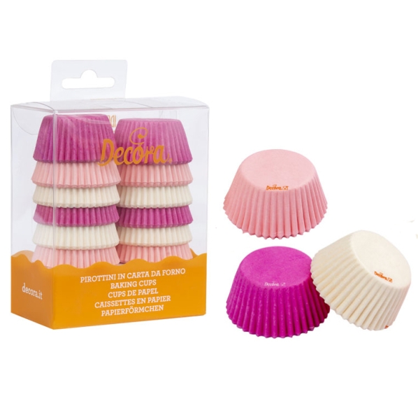HoM Mini-Muffinförmchen, rosa, karo, 3,2 cm