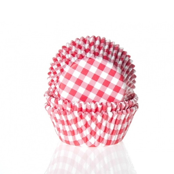 Mini-Muffinförmchen, rot, karo, 4 cm