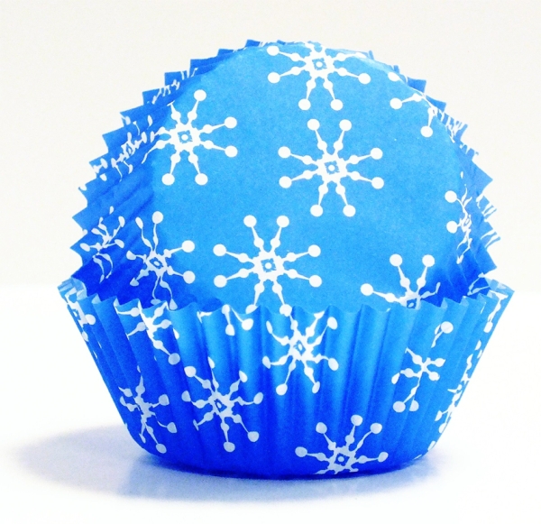 Mini-Muffinförmchen Schneeflocken, eiskristall, blau, 100 Stk.