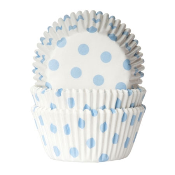 Muffinförmchen, weiß, hellblaue Punkte, 50 Stck, 5,0 cm