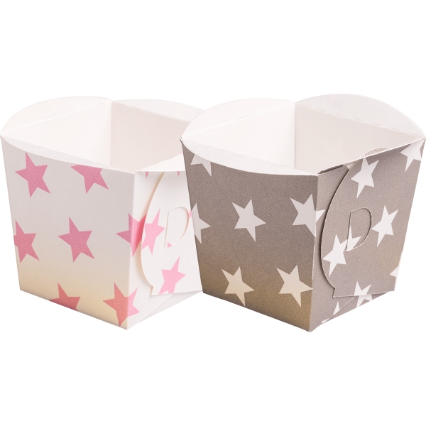 Backformen aus Papier Sterne Pink/Grau
