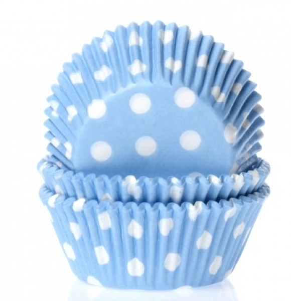 HoM Muffinförmchen, blau, weiße Punkte, 5,0 cm, 50 Stk.