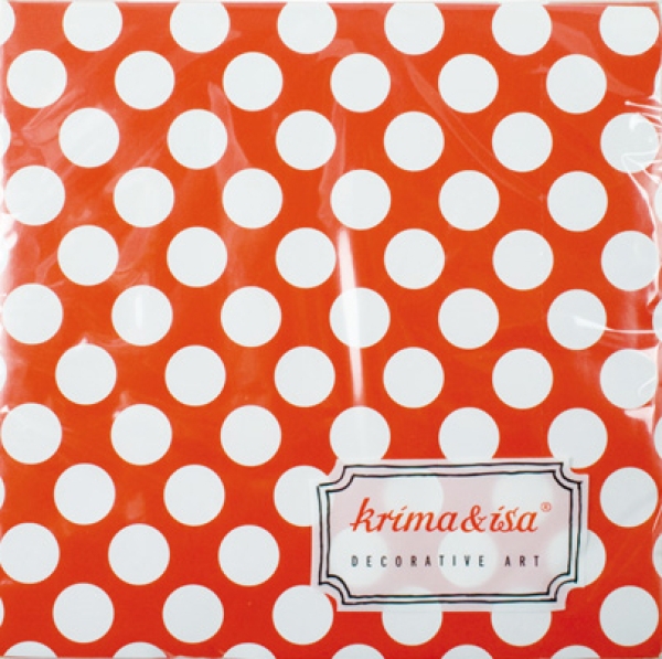Krima Isa PapieCupcakes-Servietten, rot, weiße Punkte 33 x 33 cm