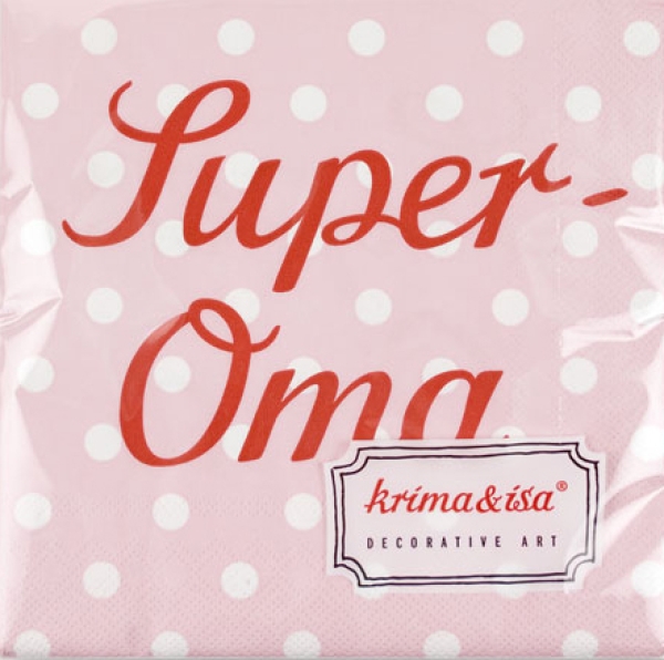 Krima Isa Cupcakes-Servietten Super Oma 33 x 33 cm