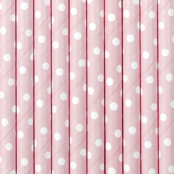 Papierstrohhalme Baby Pink Punkte