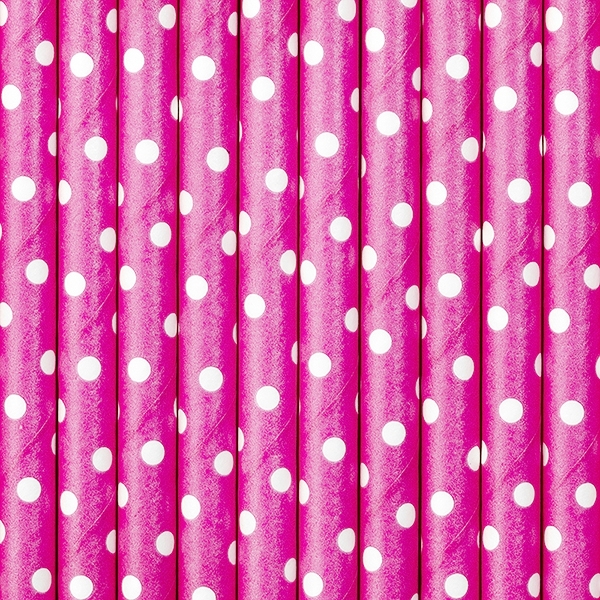 Papierstrohhalme Hot Pink Punkte
