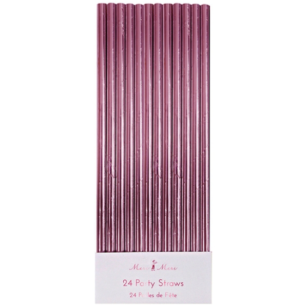 Meri Meri Papierstrohhalme Pink, 24 Stück, 20 cm