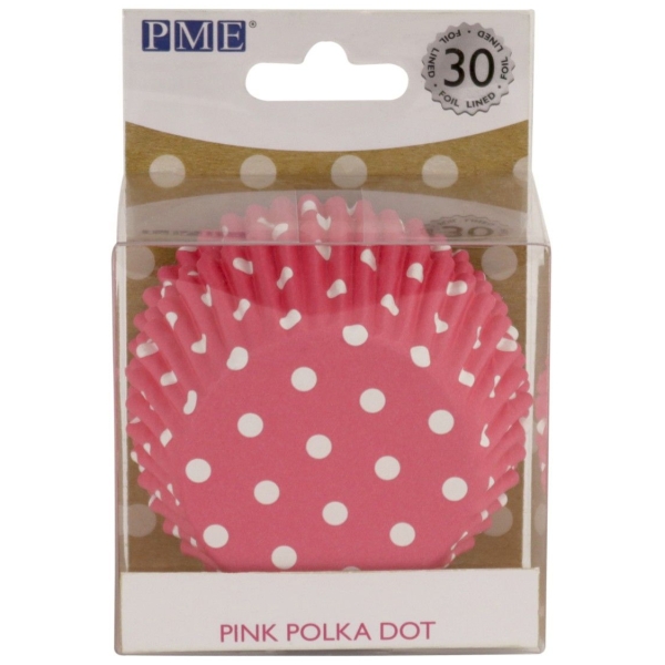 Muffinförmchen Polka dots, Aluminium, pink, 30 Stk