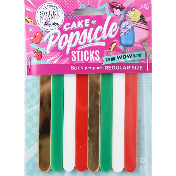 Popsicle Eisstiele in Grün, Rot, Weiß und Gold