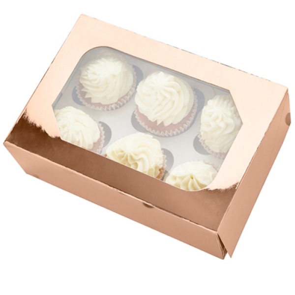 Cupcake Box für 6 Cupcakes, Rose Gold