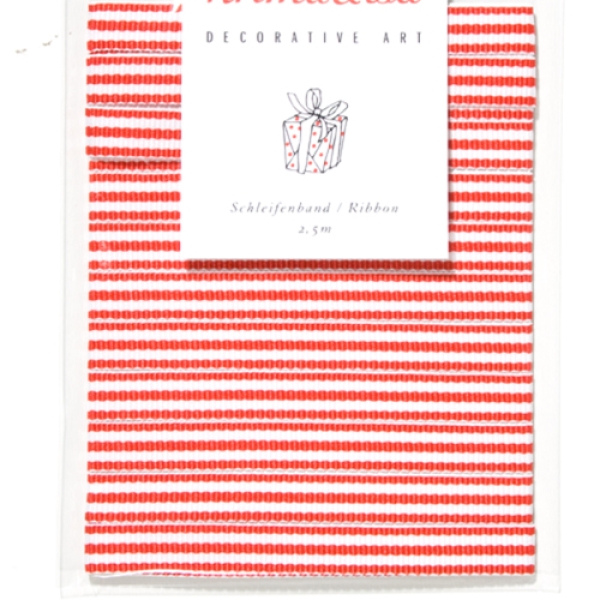 Krima Isa Schleifenband rot gestreift, 1 cm x 2,5 m