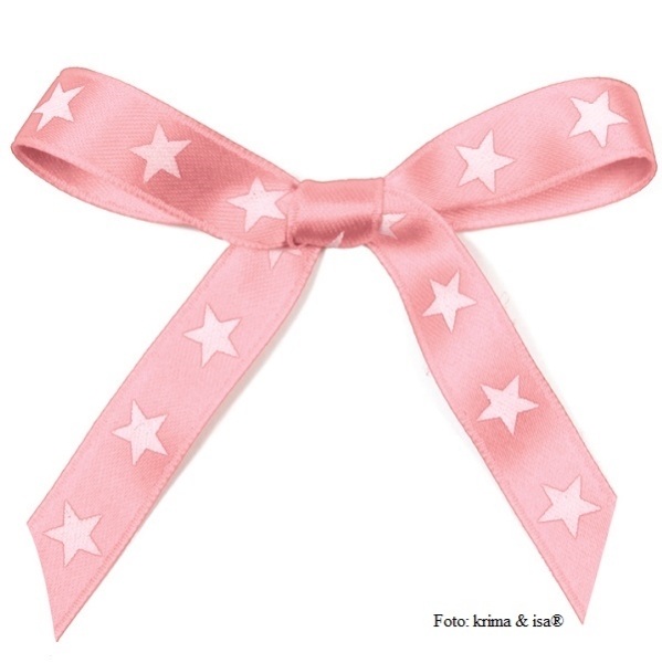 Schleifenband, Satinband, rosa mit Sternen, 1 cm x 2,5 m