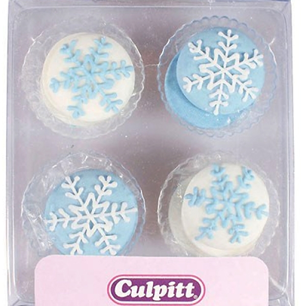 Culpitt, 10 handgefertigte Zuckerdekore "Eiskristall", 2 Designs, vegetarisch, Hellblau & Weiß, á 2,5 cm