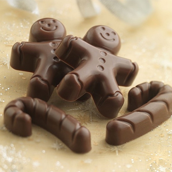 Silikomart Silikonform für Schokolade "Gingerbread man & Zuckerstange"