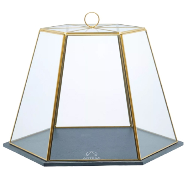 Tortenplatte Display-Set Gold Glas