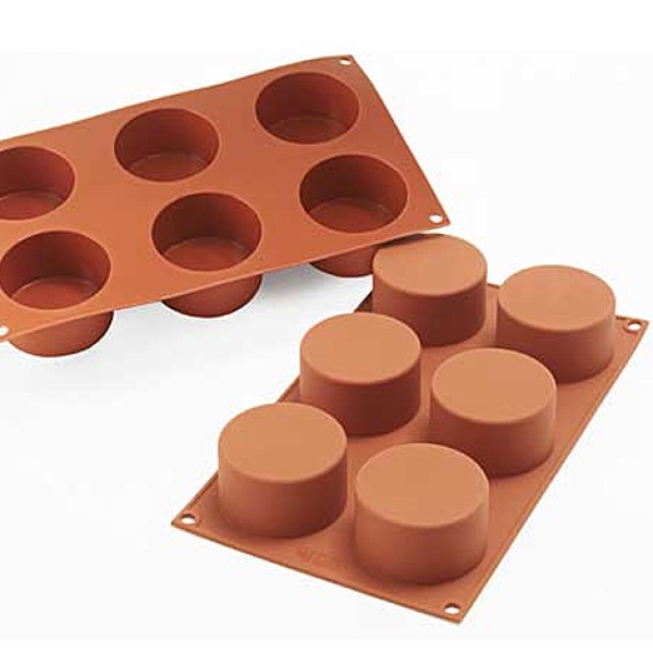 Silikomart Muffinform, extra tiefe Cupcakes, 6 Zylinder, ca. 7 x 3,5 cm