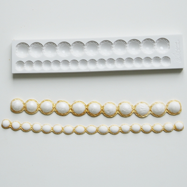 Fondantform "Perlen-Bordüren", 1,2 cm & 2 cm, 20 cm lang