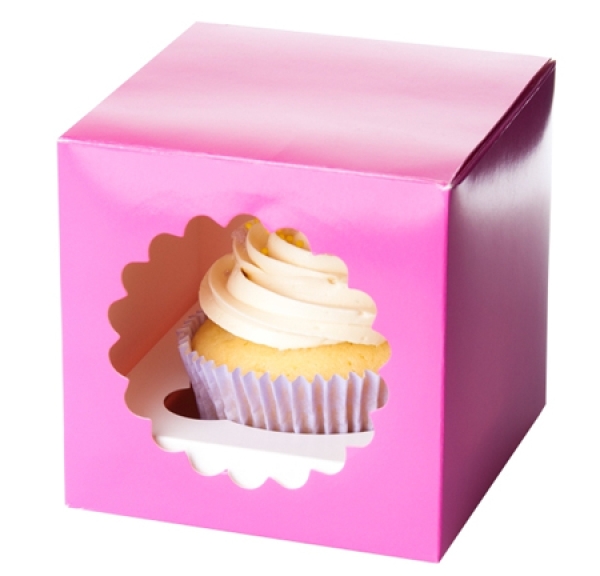 HoM Cupcake Box für 1 Cupcake, fuchsia pink