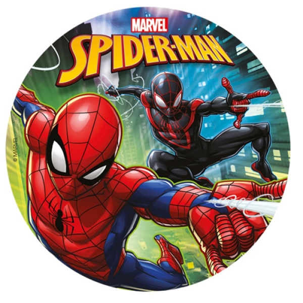 Tortenaufleger "Spiderman Red & Black", aus Oblate, bunt, rund, 20 cm, deKora