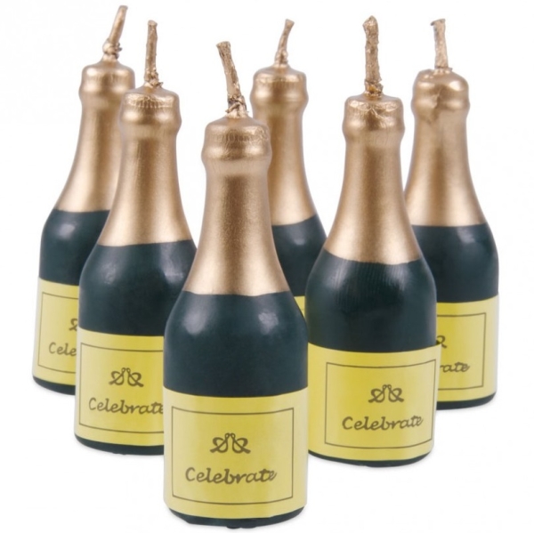 Geburtstagskerzen "Champagner-Flaschen", 6-teilig