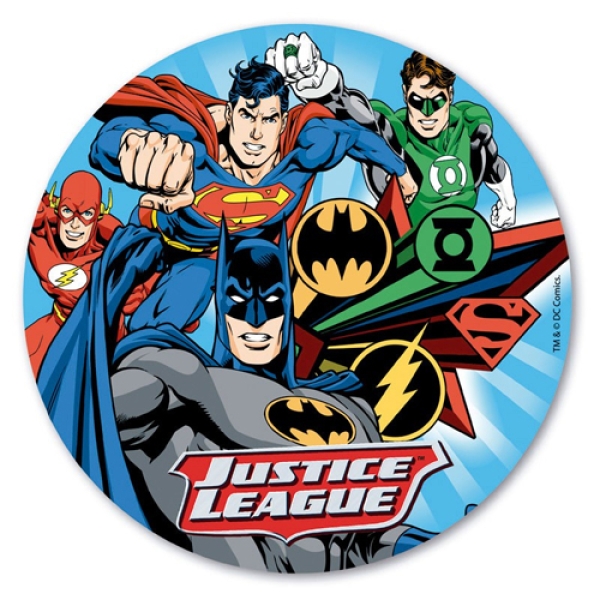 Tortenaufleger "Justice League", aus Oblate, bunt, rund, 20 cm, deKora
