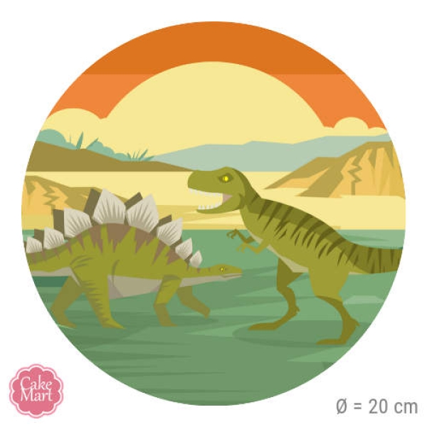 Tortenaufleger "Dinosaurier", rund, 20 cm