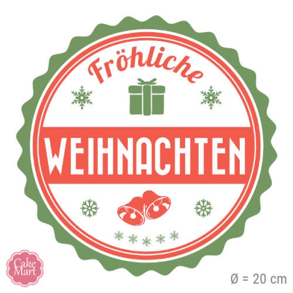 Tortenaufleger "Fröhliche Weihnachten", 20 cm