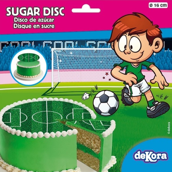 deKora, Kuchenaufleger "Fußballfeld", Esspapier, Grün & Weiß, 16 cm