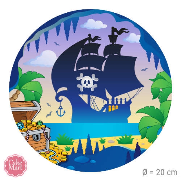 Tortenaufleger "Piratenschiff", rund, 20 cm
