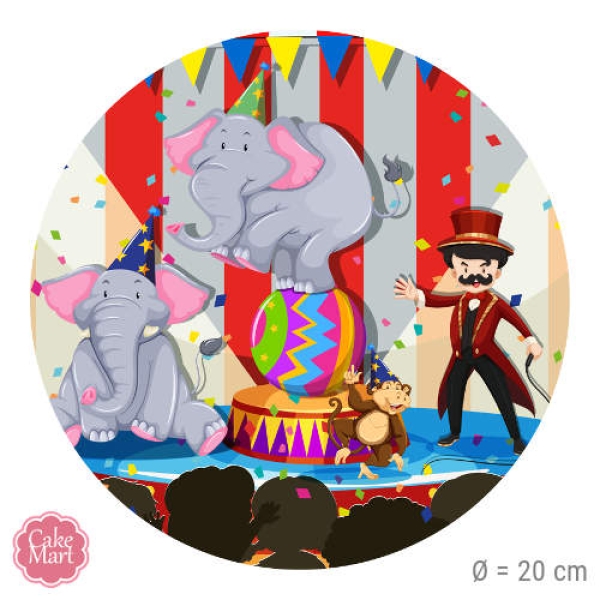 Tortenaufleger "Zirkus", aus Oblate, farbig, rund, 20 cm, CAKEMART
