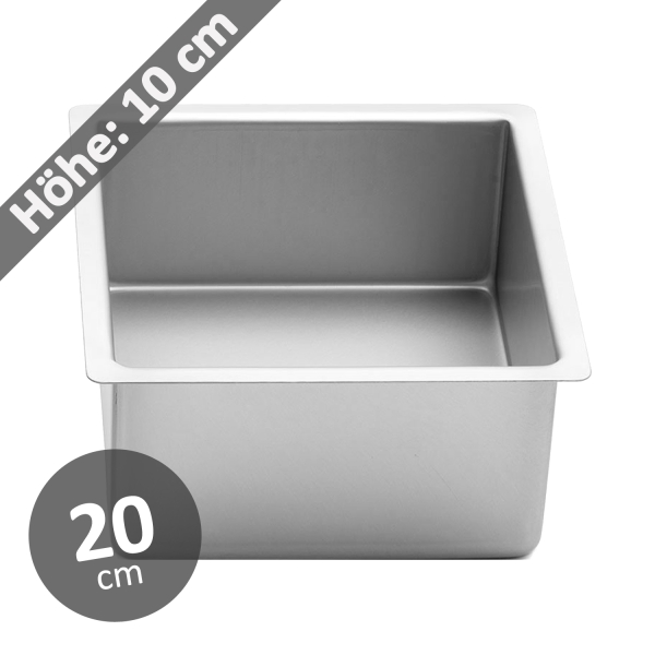 Torten-Backform 20 x 10 cm quadrat Aluminium