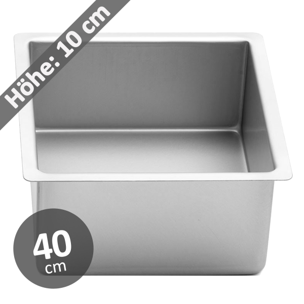 Torten-Backform 40 x 10 cm quadrat Aluminium