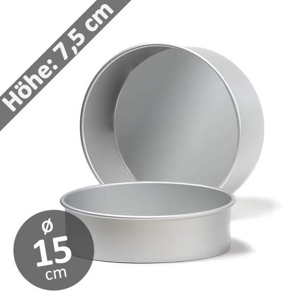 Torten-Backform 15 x 7,5 cm rund Aluminium