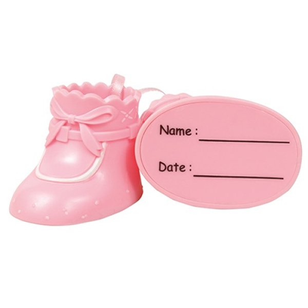 Tortendeko, Babyschuhe rosa, nicht essbar 6,2 cm