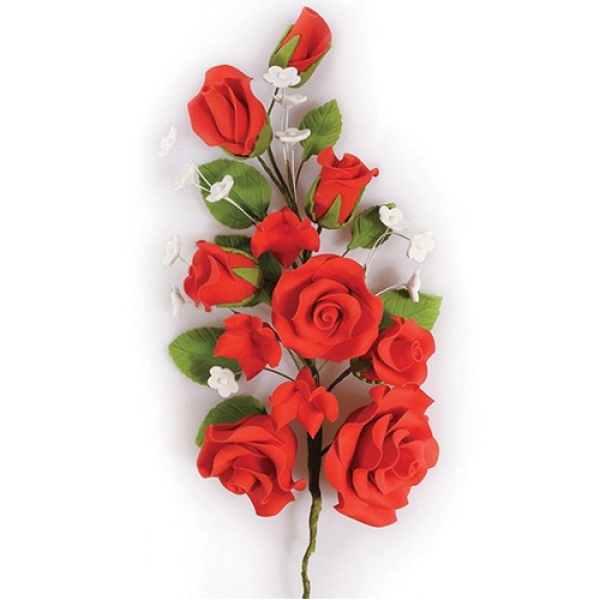 Tortendeko aus Blütenpaste 'Rote Rosen' ca. 17 cm