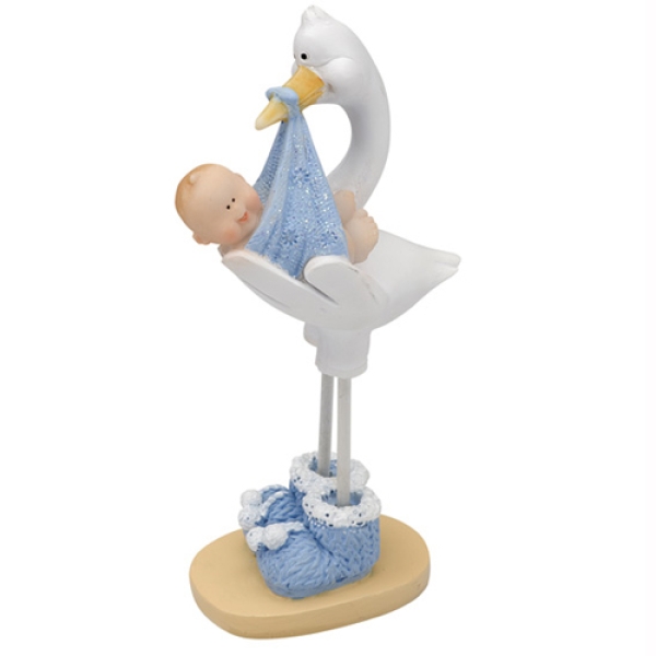 Tortenfigur "Storch mit Baby", Blau