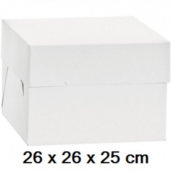Extra hoher Tortenkarton, weiß, 26 x 26 x 25 cm