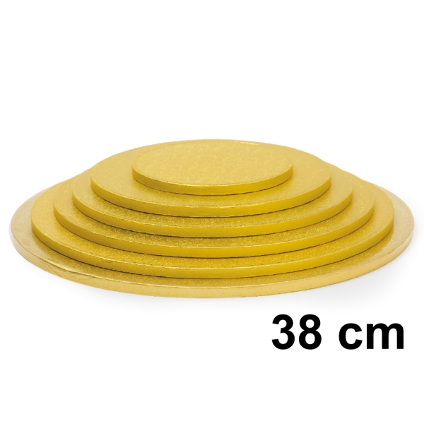 Cakeboard, 38 cm, Rund, Gold, 1 Stck, ~1,2 cm dick, Tortenplatte
