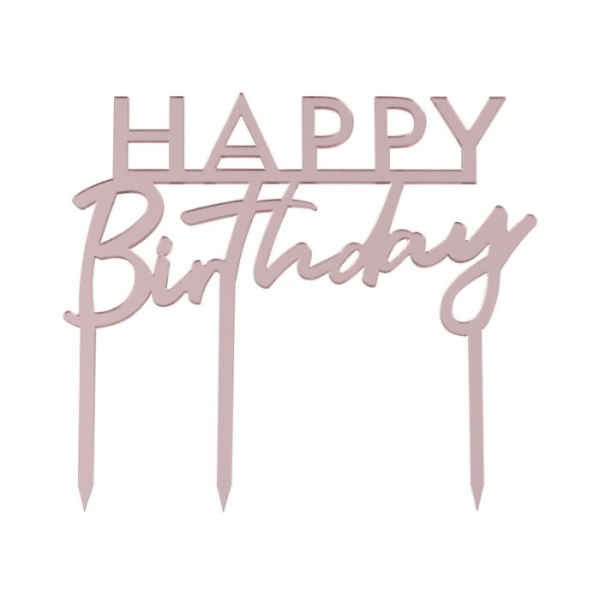 Tortentopper Rosegold "Happy Birthday"