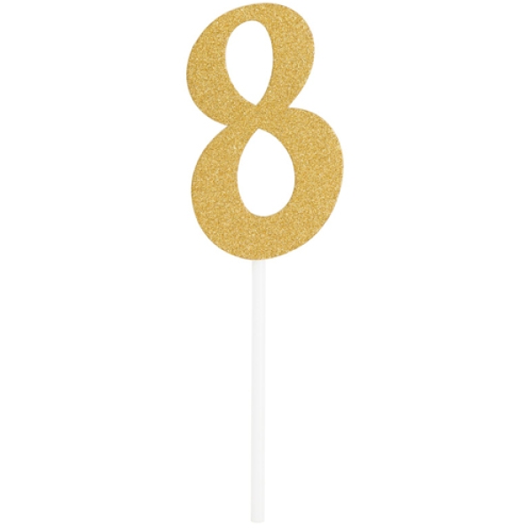 Tortentopper "Zahl 8", Gold, 8 cm