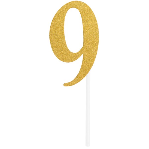 Tortentopper "Zahl 9", Gold, 8 cm