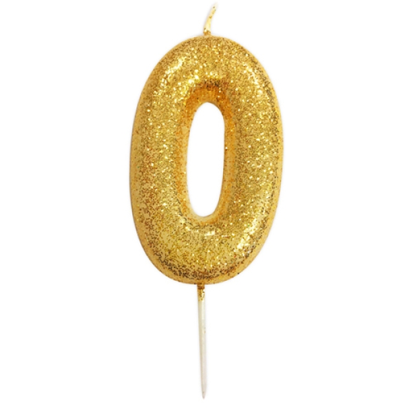 Geburtstagskerze "Zahl 0", Gold, 7 cm