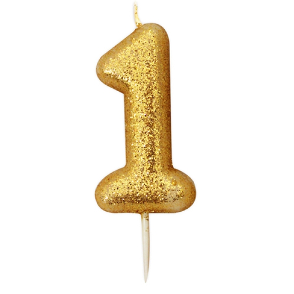 Geburtstagskerze "Zahl 1", Gold, 7 cm
