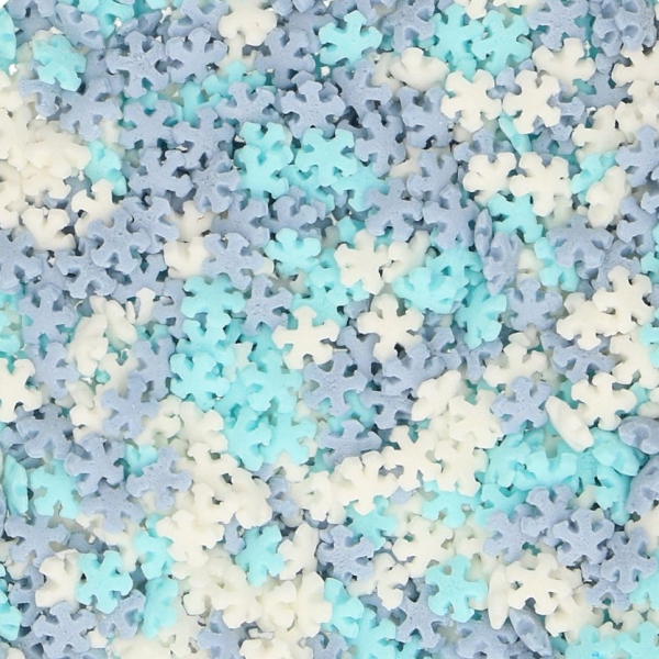 Zuckerdekoration 'Mini-Schneeflocken' weiß und blau, 55 g, FunCakes