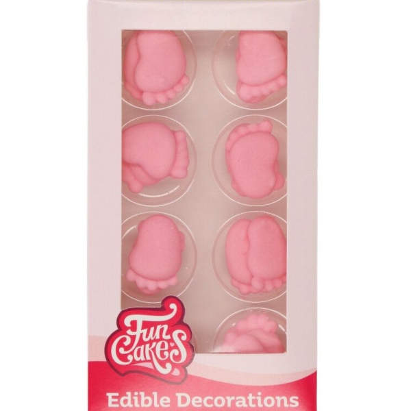 Zuckerdekorationen "Babyfüße", pink, 2,2 x 1,5 cm
