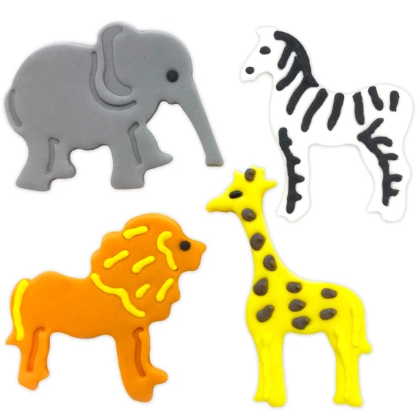 Zuckerdeko "Elefant, Giraffe, Löwe, Zebra"