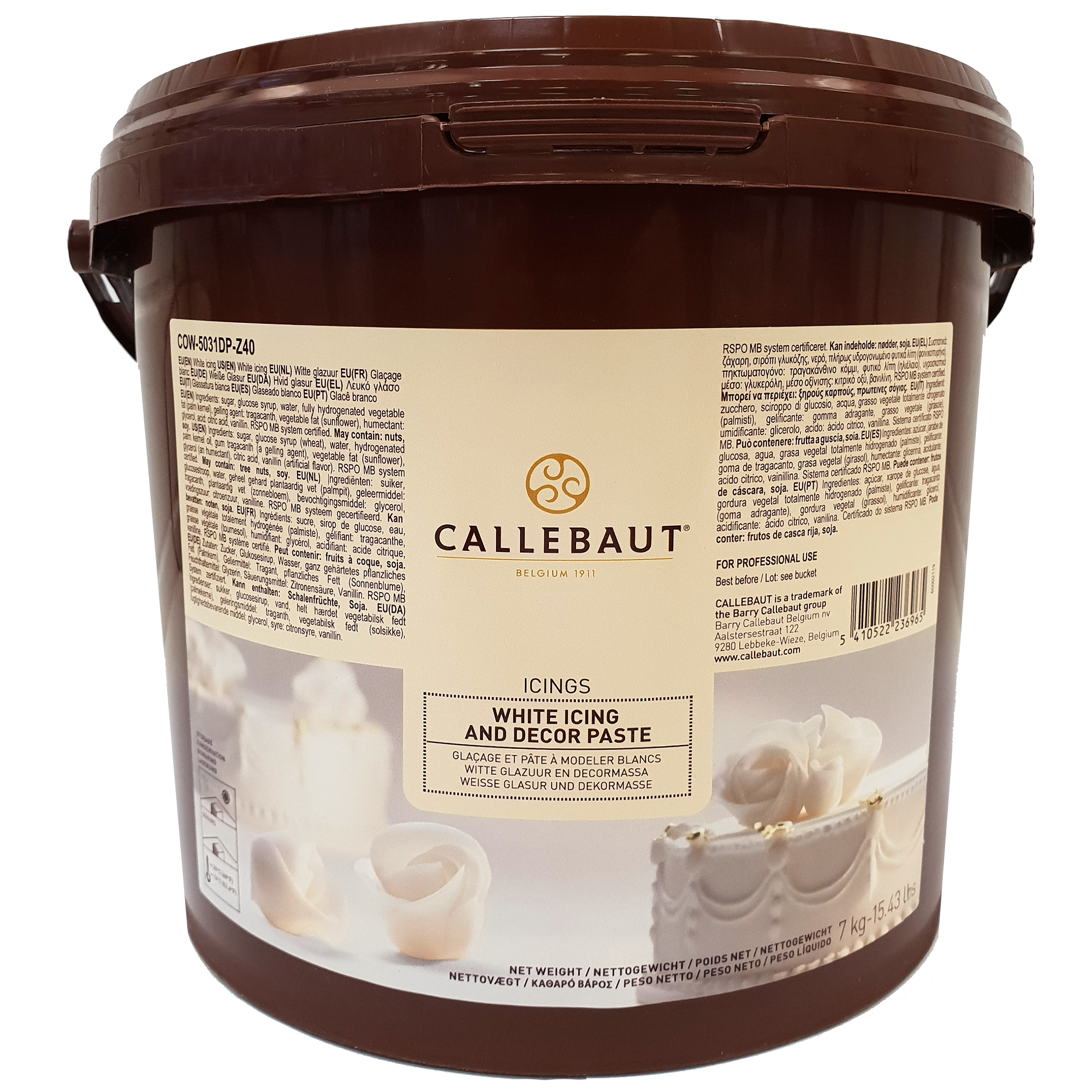 Callebaut Fondant weiss Rollfondant white Icing 7 Kg Eimer, 59,90 €