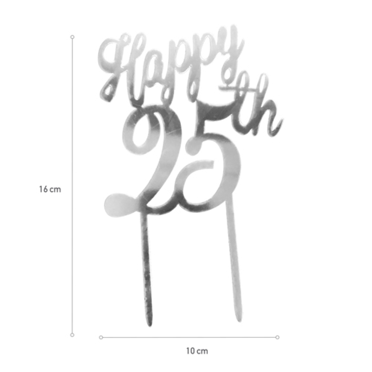 Tortentopper "Happy 25th", 16 x 10 cm